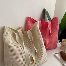 慵懒风chic少女镂空编织包渔网包大容量单肩包夏天海边度假沙滩包