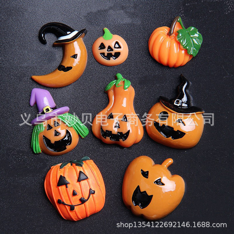 Cross-border hot resin Halloween pumpkin accessories ghost festival diy phone case hair accessories Halloween Diy