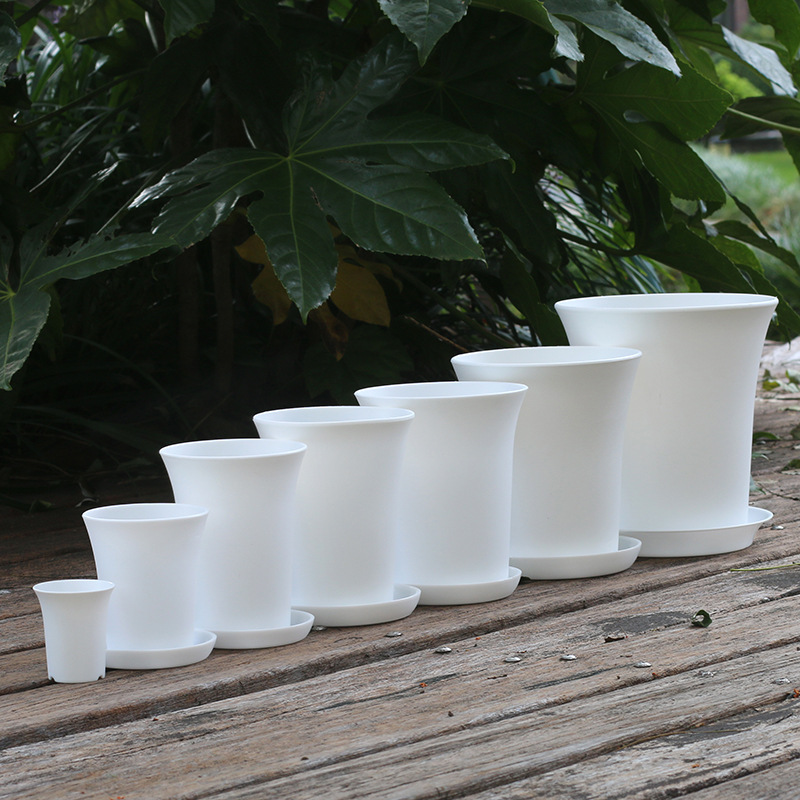 Vientiane Pot Round Plastic Flower Pot Mini Pot Jade Dew Twelve Roll Fleshy Plant Pot High Waist Frosted Large Black and White