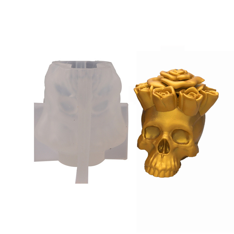 3D Rosa cráneo silicona molde aromaterapia vela molde