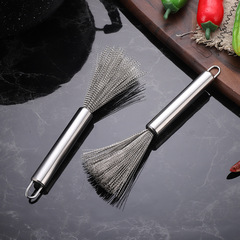 304 stainless steel pot brush household kitchen decontamination pot brush canteen long handle cleaning wire brush pot artifact