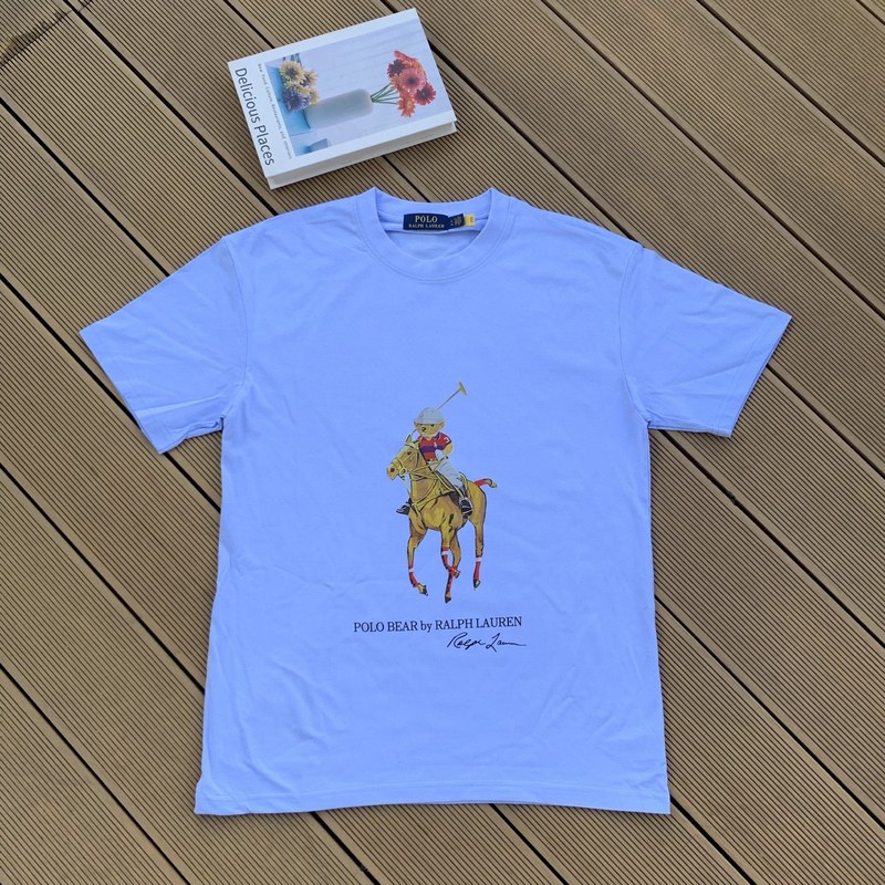 ラルフローレン 2025 夏新色ピュアコットンベアビッグホースカラーロゴプリントロゴ Tシャツカップル|undefined
