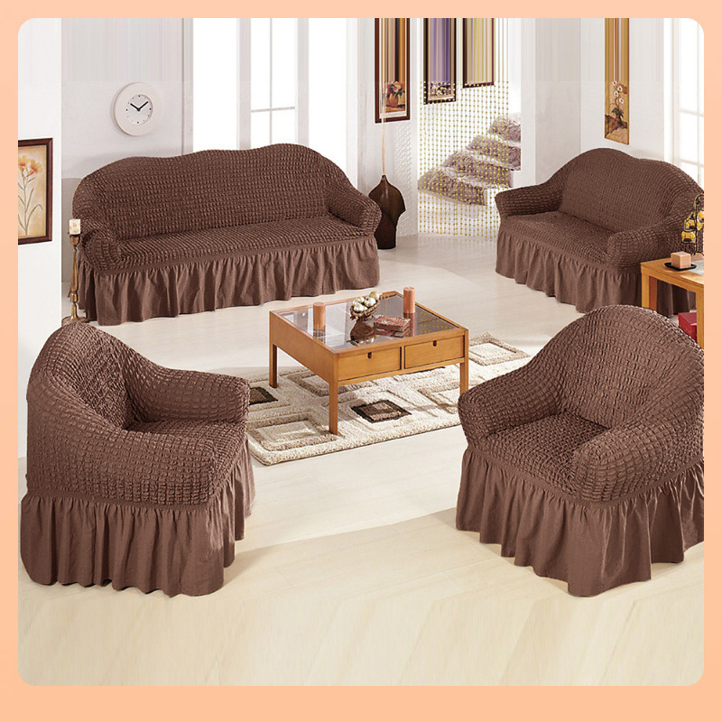 ◔ Foreign Trade Cross-Border Single Seat Cushion Sofa Cover, Full-Cover Sofa Bed Bubble Gauze Elastic Cover, Universal for All Seasons, Wholesale