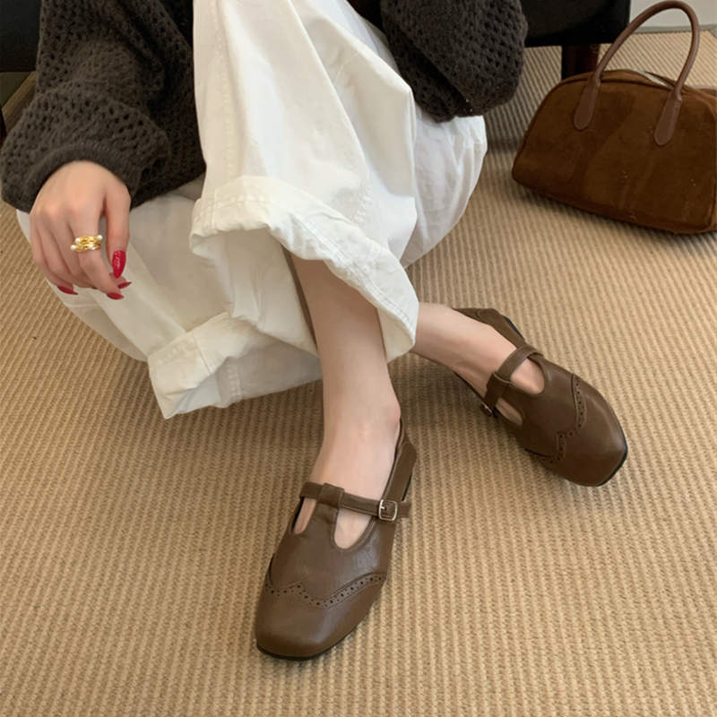 韩版小皮鞋英伦风玛丽珍鞋女2025年秋季新款复古平底扣带浅口单鞋|undefined