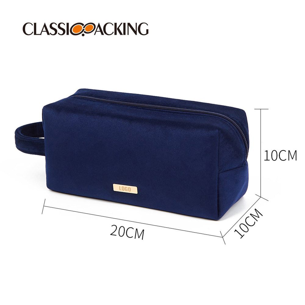 Diseño de fábrica al por mayor bolsa de cosméticos Luz de lujo material de franela producto de cuidado de la piel bolsa de almacenamiento simple bolsa de almacenamiento de lavado portátil