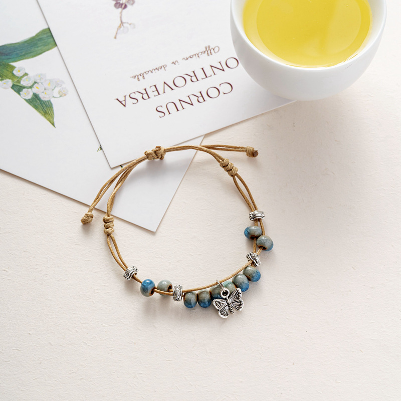 Jingdezhen pottery butterfly bracelet adjustable Mori ethnic style student female gift low price live broadcast stall goods
