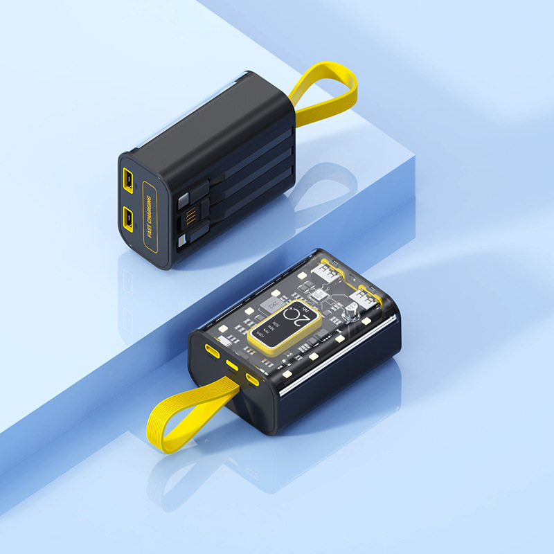 Nuevo suministro de punk mecha transparente cargador tesoro de 20000 mAh gran capacidad exteriores fuente de alimentación de carga rápida