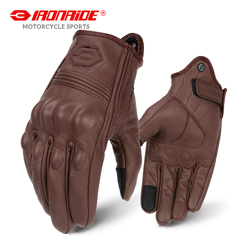 Guantes de cuero Guantes de carreras de motos Guantes de ciclismo al aire libre Guantes retro a prueba de viento