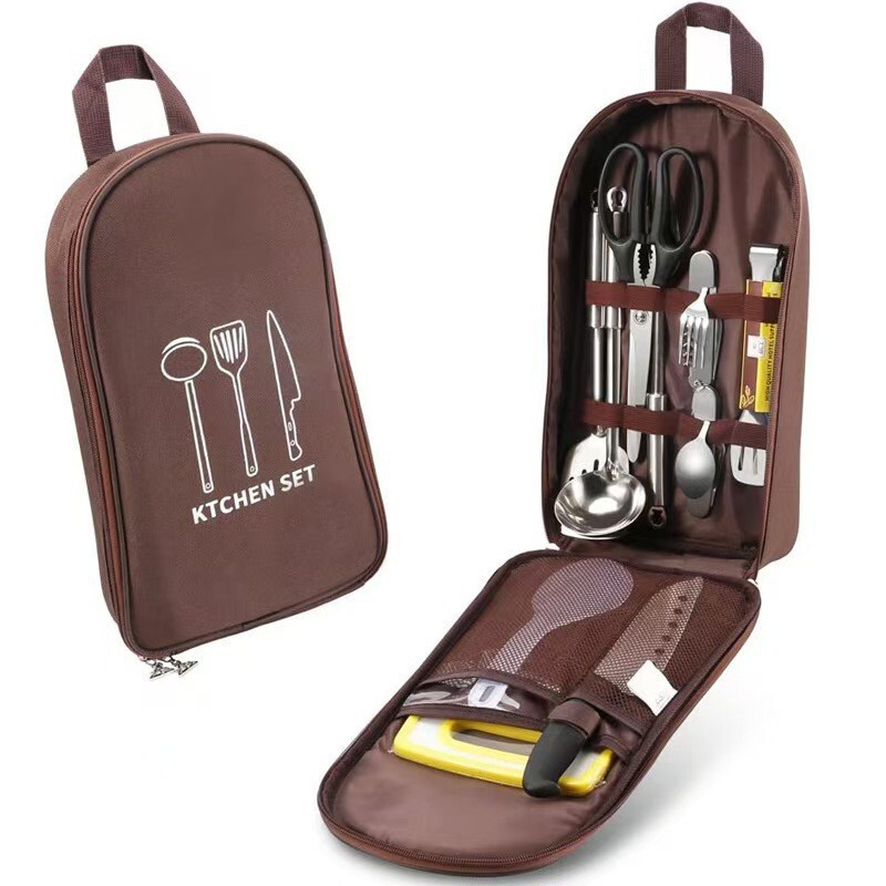 Cross-Border Supply Outdoor Camping Travel Picnic Tableware Storage Bag Knife Cookware Multifunctional Portable Bag Camping Equipment Cross-Border Supply Outdoor Camping Travel Picnic Tableware Storage Bag Knife Cookware Multifunctional Portable Bag Camping Equipment