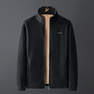 Outdoor Fleece Jacket for Men 2025 Autumn and Winter New Top Fleece-Lined Thickeneded Warm Stand-Up Collar Polar Fleece Jacket Cotton Jacket