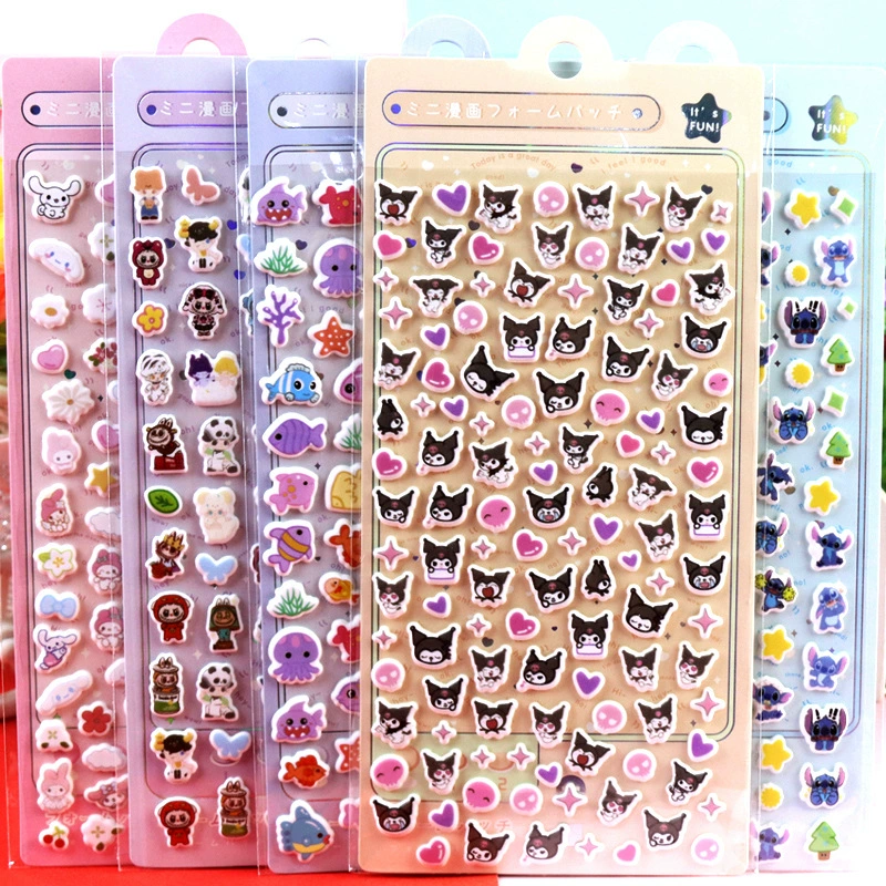 Новый стиль Sanrio Meloti Culomei Sticy Rubb Детская мультфильм Маленькая мягкая пузырьковая наклейка