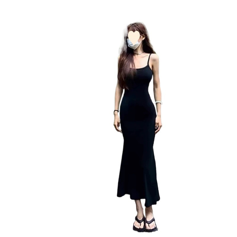 2025 新しい夏のスタイルの女性のウエスト痩身純粋な欲望ホットガールベストサスペンダーノースリーブ気質ドレス|undefined