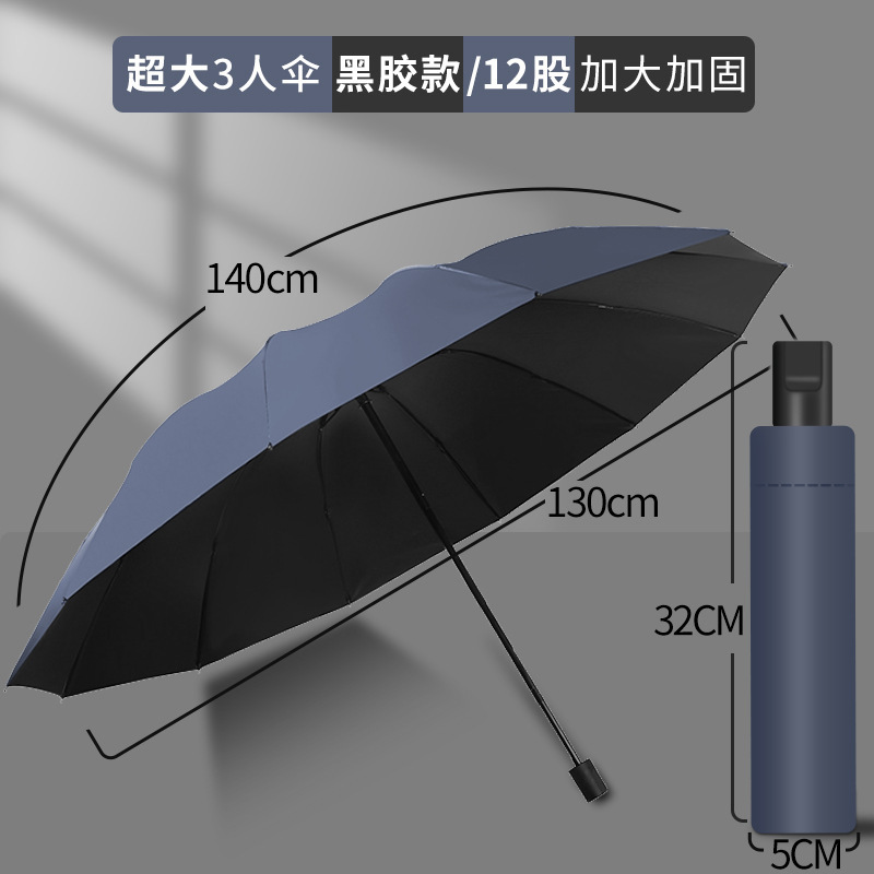 加固大号雨伞男女防风晴雨两用便携黑胶学生加大双人折叠伞批发|undefined