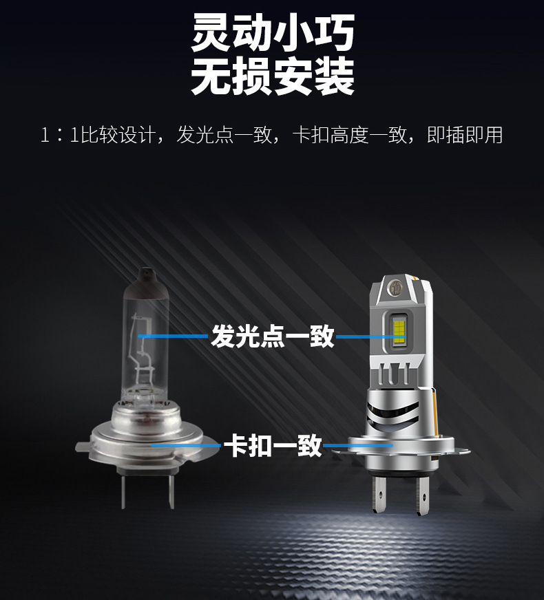 Cross-border new car led headlight in-line H7 H11 9005 super bright 1:1 non-destructive installation H4 far and near light