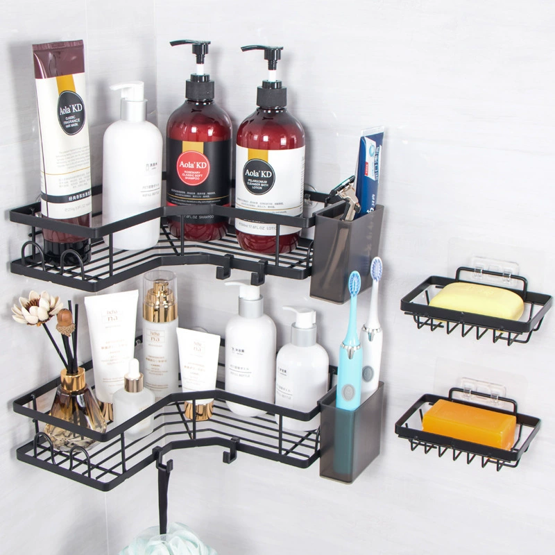 Wall-Mount Corner Shelf Iron Triangle Set, 1–4 Piece Bathroom Storage, Rust-Resistant Coating