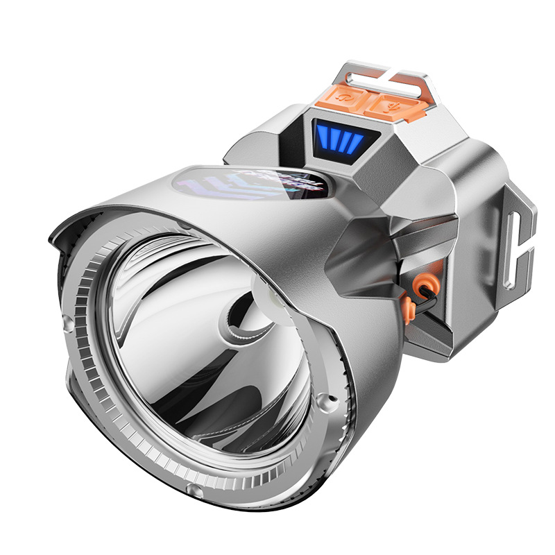 Lámpara de luz LED inteligente de larga duración de la batería usuario de pesca nocturna corriente nocturna recargable lámpara de mina montada en la cabeza