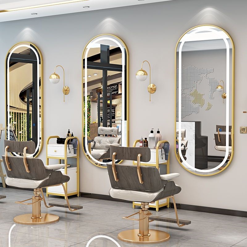 Barbería espejo de pared lujo ligero LED con lámpara de belleza espejo de luz de peluquería espejo