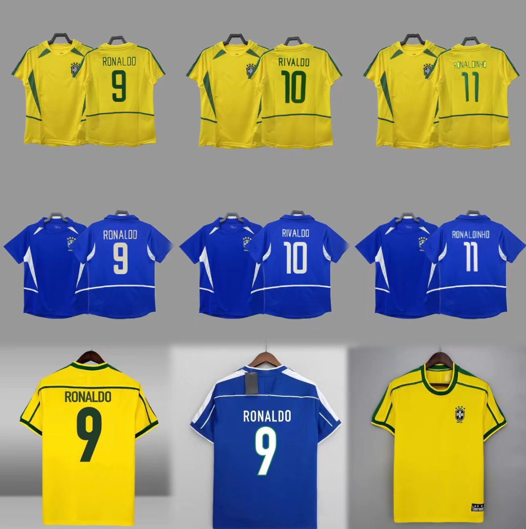 98-04 Brazil Retro Series No. 9 No. 10 No. 11 Commemorative Edition Football Jersey