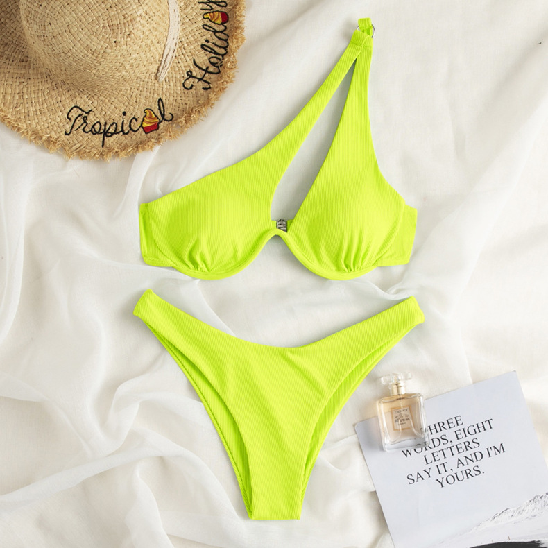 Polyester Fabric Type Women's Solid Color 2 Piece Set Bikinis