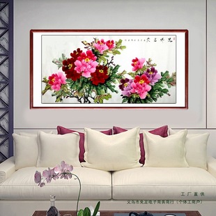 New Living Room Decorative Painting, Chinese Painting, Peony Painting, Hand-Painted Calligraphy and Painting, Authentic Flower Blooming, Rich Hanging Painting, Hall Painting, Bedroom Painting