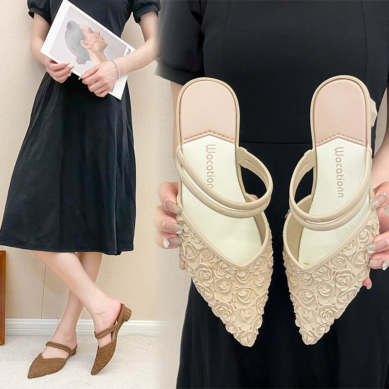 Другой бренд туфли-босоножки на носке с pointed toe, нескользящие, стиль инфлюенсеров, 3 цвета, размеры 36-40