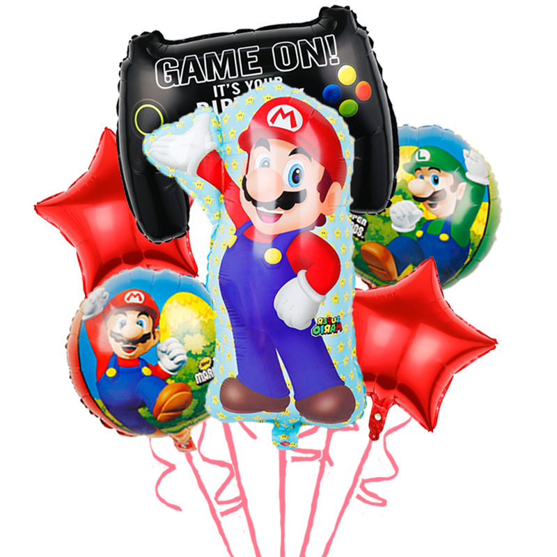Transfronterizo Mario modelado de globos de aluminio Mario tema juego de cumpleaños diseño de juguete decoración del partido papel de aluminio