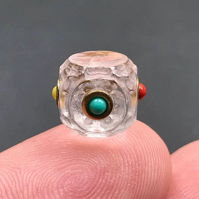 Natural White Crystal Inlaid with Southern Red Turquoise Sugar Cube Spacer Beads DIY Loose Beads Braided Hand Rope Accessories Wenwan Buddha Beads Jewelry (Zərgərlik ara hissələri) - size-10mm