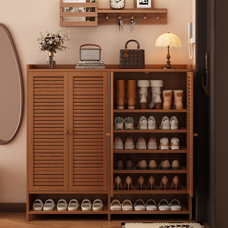 Shoe Cabinet for Home Use, Small Narrow Floor-Standing Storage Rack for Entryway, Large Capacity Bamboo Shoe Rack, Breathable Storage Cabinet