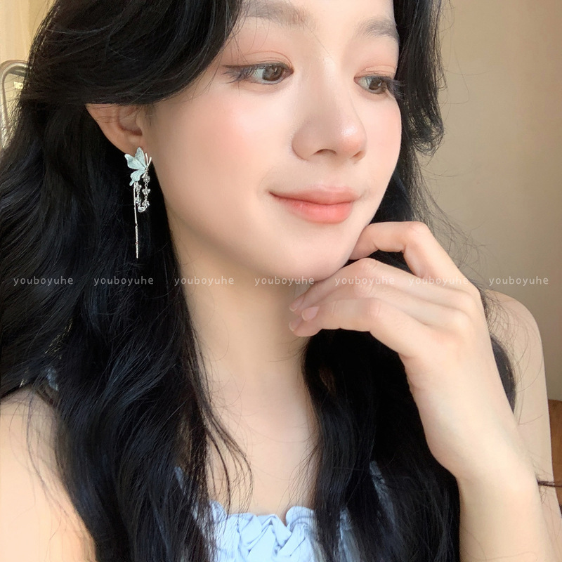 超仙精致蝴蝶流苏耳钉女轻奢高级感气质耳环2025新款冷淡风耳饰品|undefined