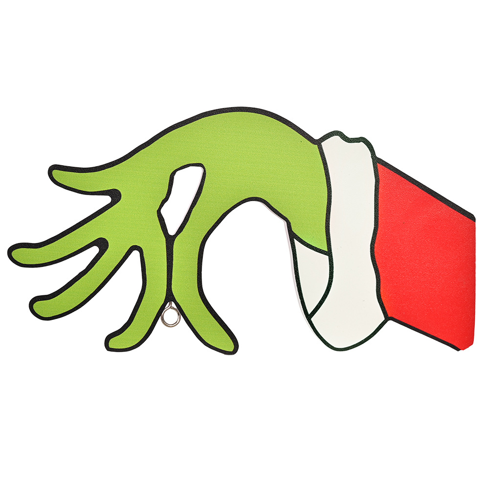 Karácsonyi dekoráció, karácsonyi fa ajtóra lógó ajtótábla, karácsonyi Grinch girland, bevásárlóközpont dekoráció_voghion.com