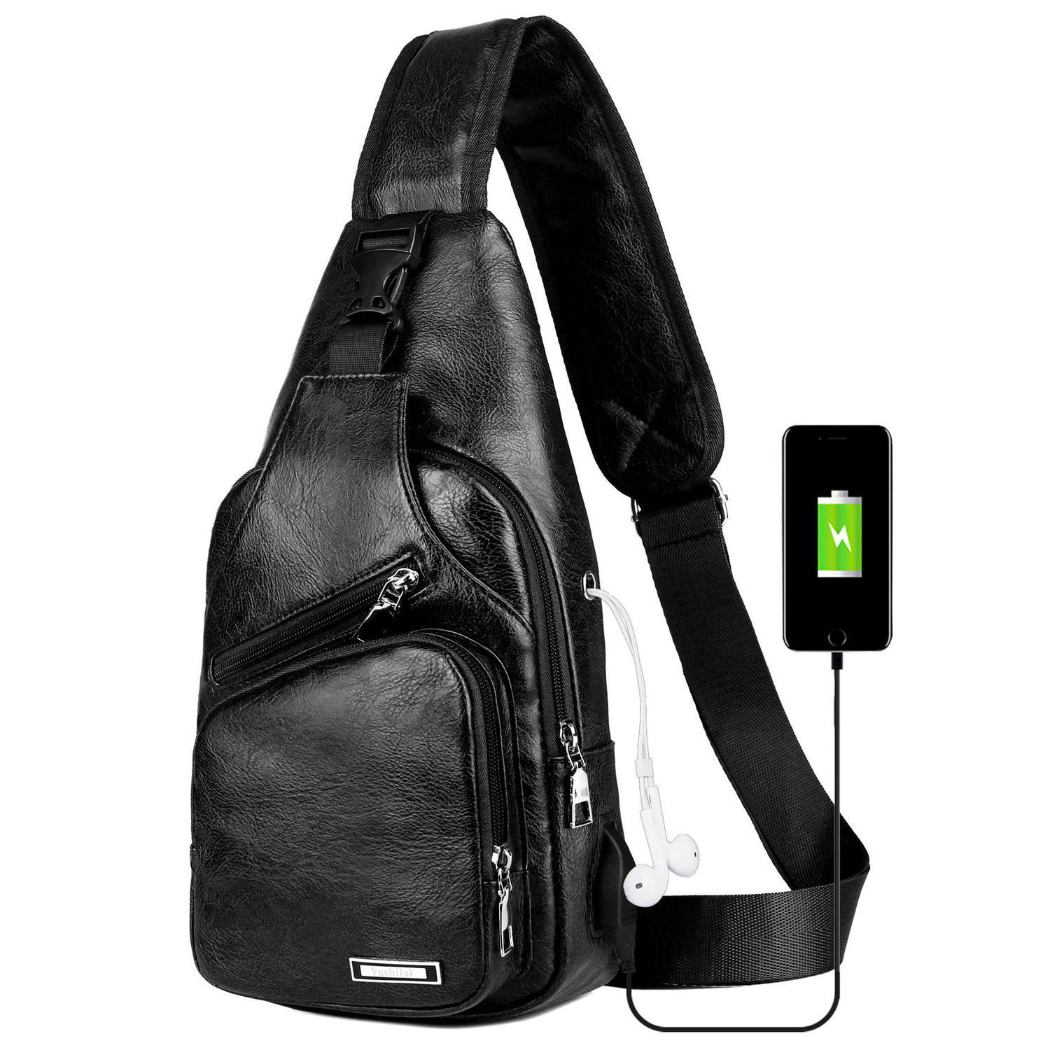 2023 New Chest Bag, Single Shoulder Bag, USB Charging Men's Crossbody Bag, Simple and Versatile, Simple and Stylish