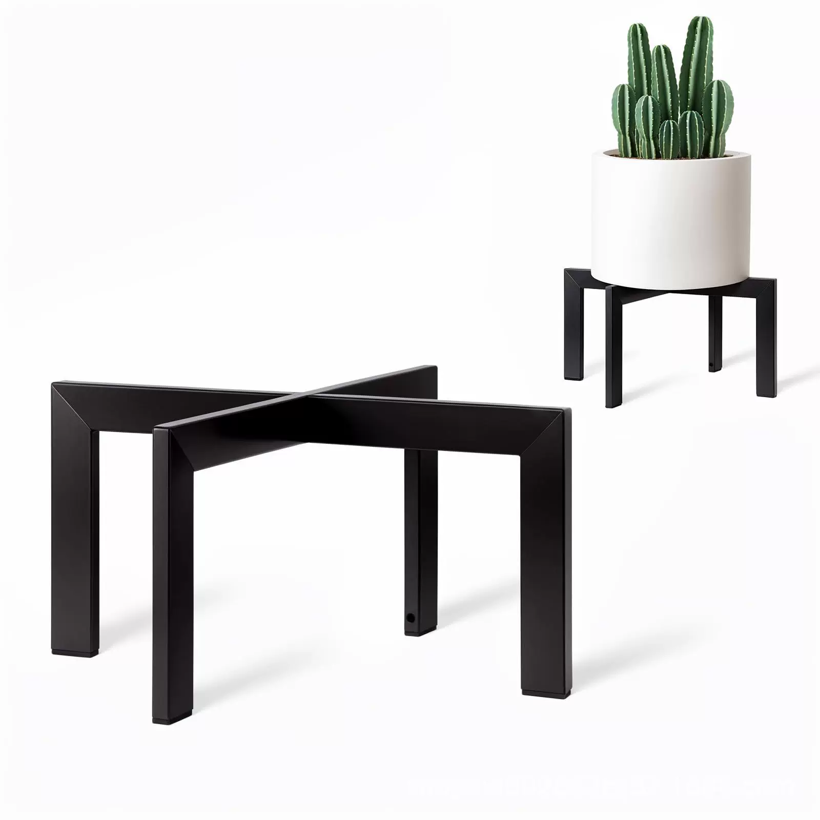 黑色室内户外植物支架室内花架金属花盆架十字花盆增高架阳台摆件