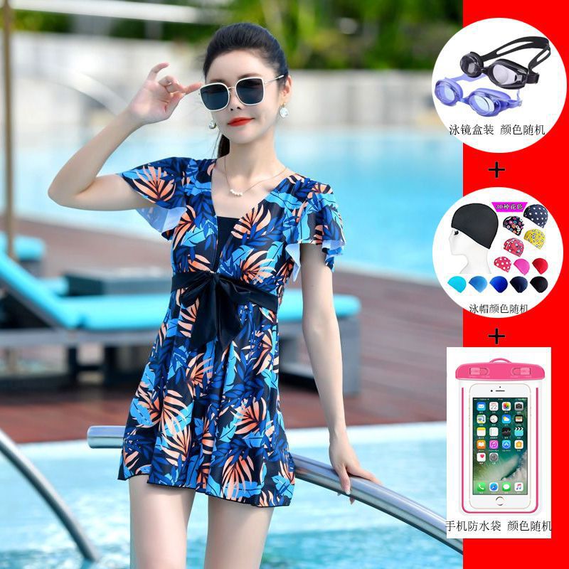 2024 nuevo trajes de baño conservadores para mujeres cubren el abdomen y los ángulos planos para bañarse en aguas termales grandes mm gordo madre de mediana edad suelta comercio exterior