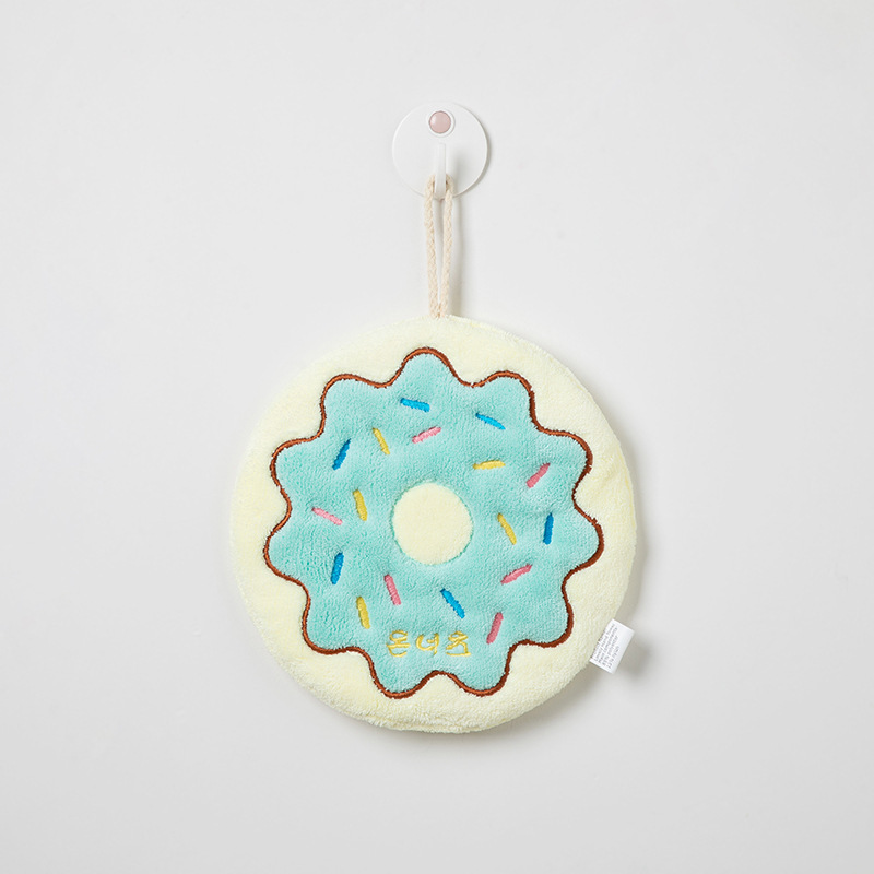 Estilo coreano toalla de mano de dibujos animados lindo colgando cocina toalla de mano trapo de secado rápido pañuelo de toalla de terciopelo de coral engrosado de tres capas