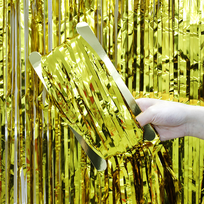 Decoración del banquete de boda lluvia cortina de seda globo de cumpleaños foto de fondo pared vestir lluvia cinta de seda tira de lana al por mayor