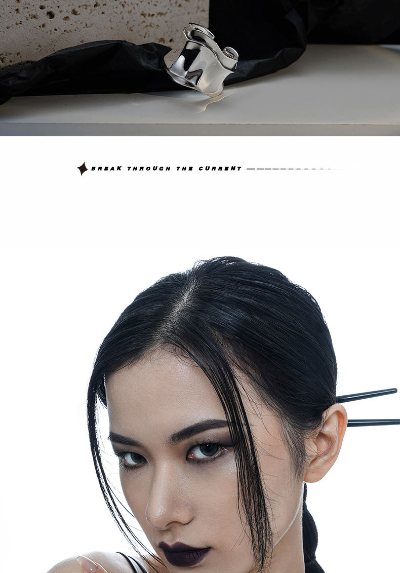 Simple Style Geometric Sterling Silver Polishing Open Ring 1 Piece