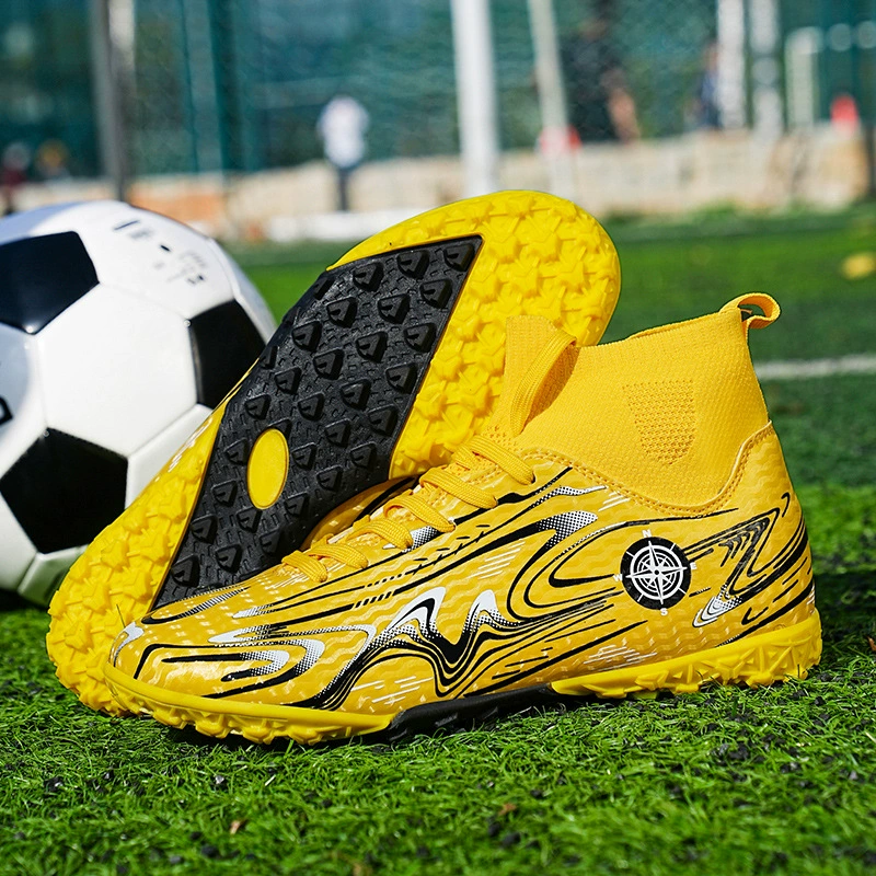 Трансграничные высокие футбольные бутсы с шипами для учащихся начальной школы, молодежные тренировочные кроссовки с сломанными шипами, футбольные бутсы для взрослых 32-46.