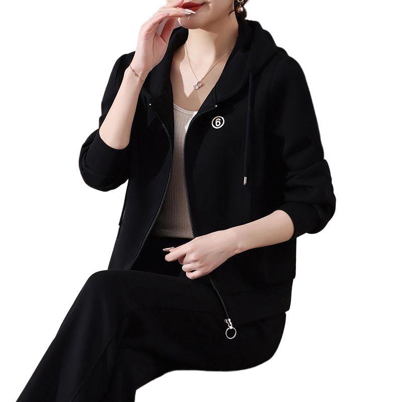 加绒运动服套装女秋冬2025新款时尚宽松洋气妈妈加厚休闲服两件套|undefined