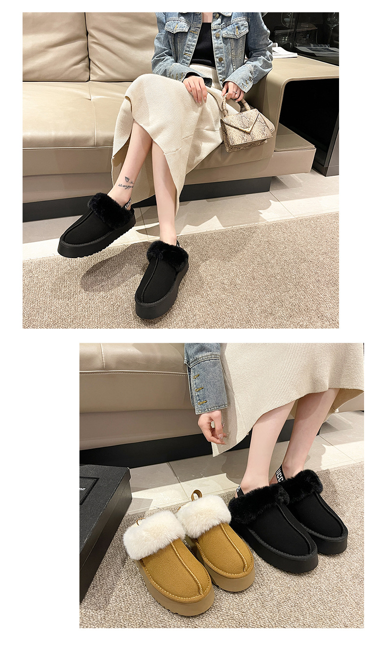 Botas de nieve para mujer para usar como ropa exterior zapatos peludos de suela gruesa 2023 otoño e invierno nuevo estilo de piel integrada más medias zapatillas con puntera de terciopelo_voghion.com