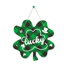 Cross-border Irish Festival Lucky Clover Theme Party Entrance Decoration Hanger Four-leaf Clover Green Hat Doorplate Wholesale Custom