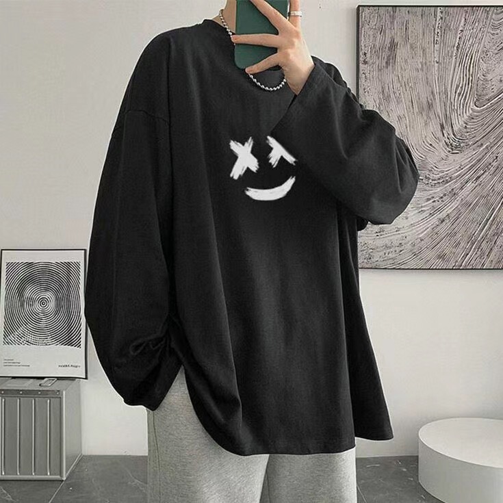 Men's Long-Sleeved T-Shirt Men's Trendyy Casual Round Neck T-Shirt Bottoming Shirt Student Fat Spring and Autum Manufacturer Wholesale