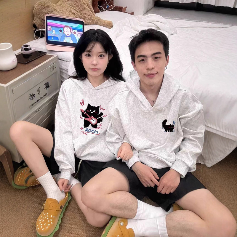 秋冬oversize加绒连帽卫衣男女上衣特别情侣装潮牌班服保暖打底衫|undefined