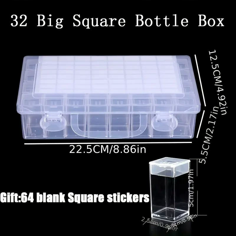 Universal storage system, accessory for manicure, transparent plastic storage box, 64 cells