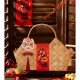 Bamboo empty hand basket + red silk satin + peace and joy lion awakening pendant + snake fortune seal, about 31x15.5x31cm