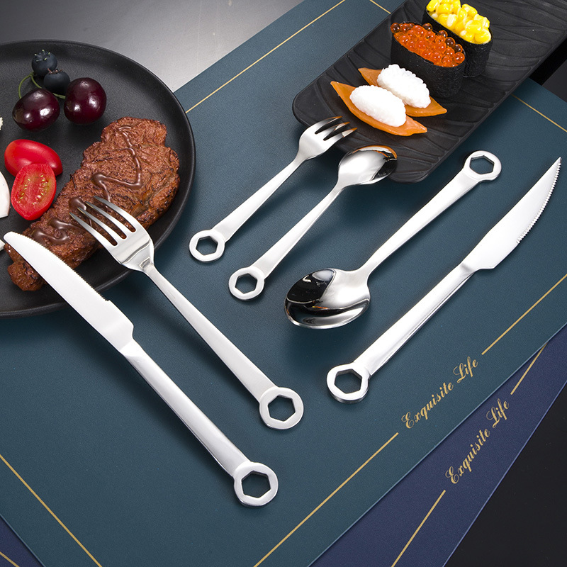 不锈钢刀叉勺餐具套装创意酒店西餐牛排刀叉咖啡搅拌勺六件套礼品
