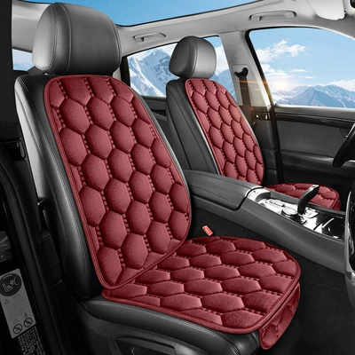 Winter Short Plush Car Seat Cushion Universal Seat Cushion Cross-Border E-Commerce Hot-Selling Single-Piece Seat Cushion Full Car Seat Cover Five Seats (Seat cushion, seat cover) - red-single-seat