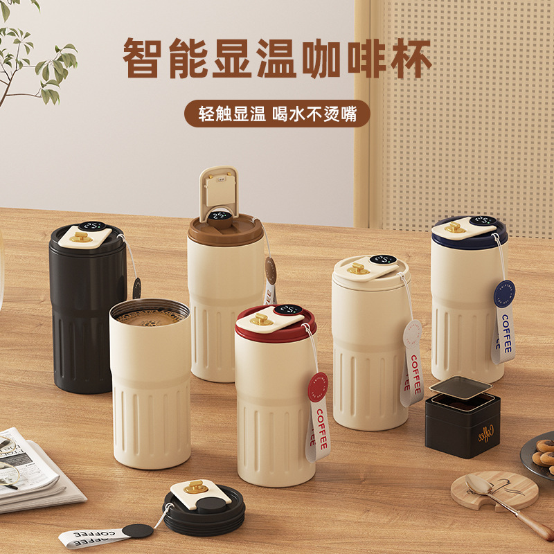 Taza de café inteligente con pantalla de temperatura, taza aislada de acero inoxidable 316, taza de viaje, taza para automóvil, taza de agua portátil, transfronteriza