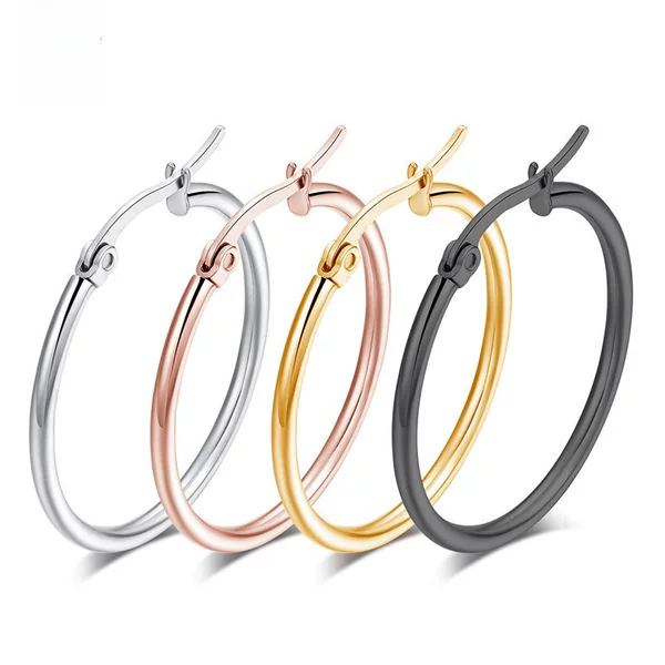 Factory direct stainless steel large earrings wire earrings exaggerated large earrings fashion earrings titanium steel round ear buckle