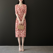 轻奢连衣裙2023年夏高定款复古气质修身茶歇裙名媛风法式优雅裙子