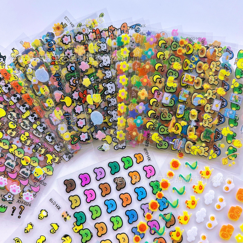 Children's Cartoon Glitter Little Yellow Duck Nail Stickers for Girls Waterproof Nail Art Decals Cute Bunny Stickers Toys